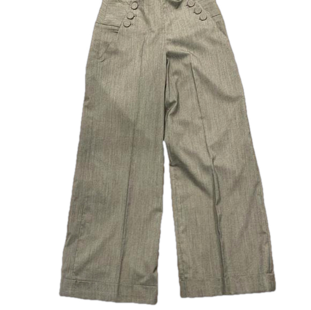Quiet Luxury Grey Wide Leg Trousers High Rise Cuffed Petite 10P